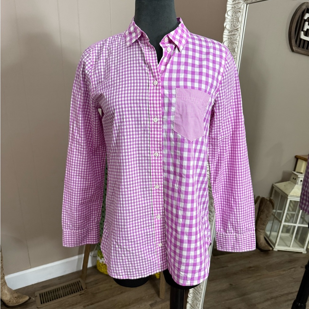 J. Crew • Mixed Gingham Boy Fit Button Down